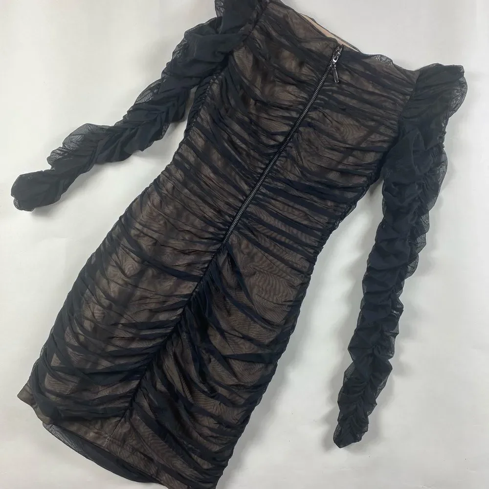 BEBE MESH RUCHED DRESS - Picture 4 of 5